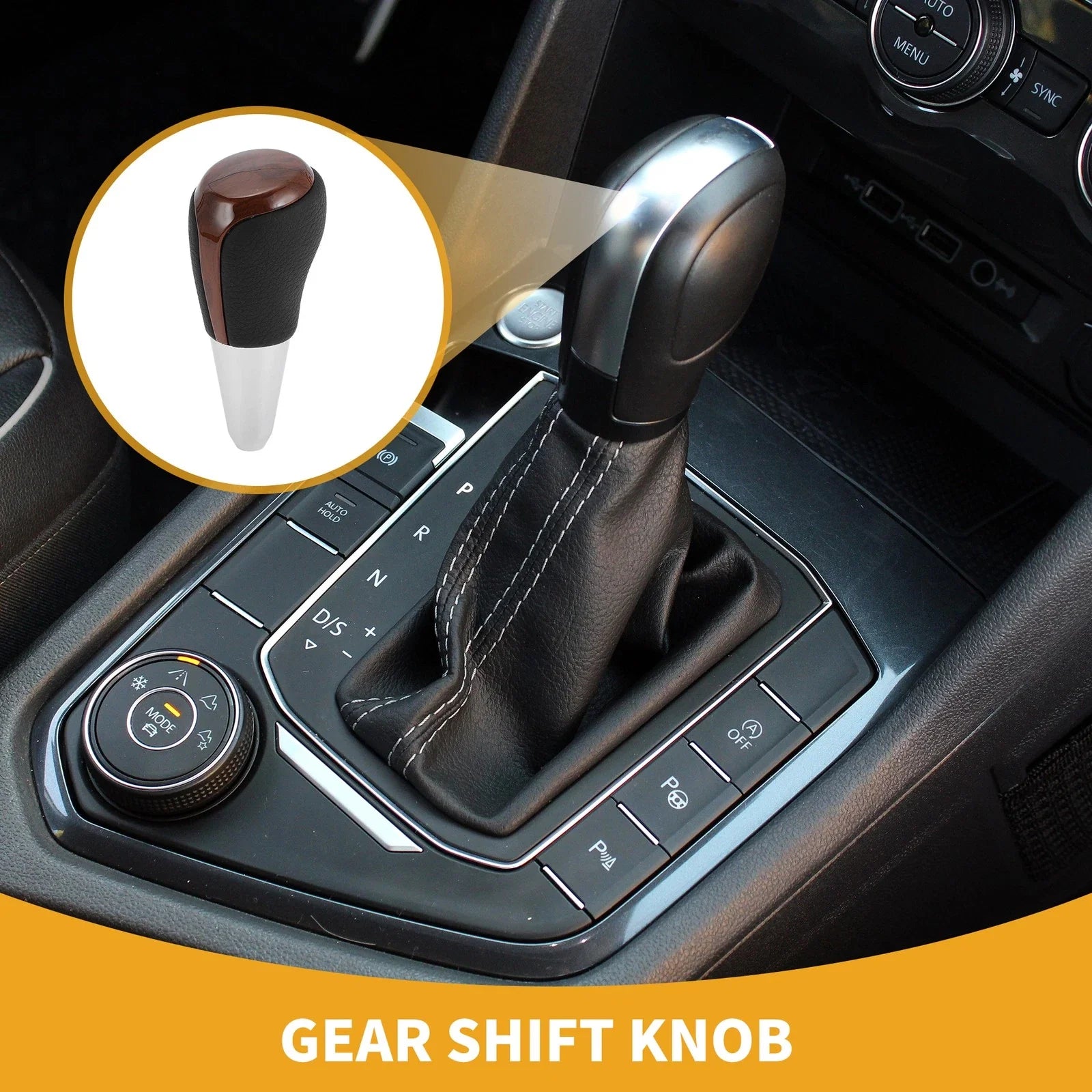 Automatic Gear Shifter Knob for Toyota Prius C 2012-2017 Faux Leather Black Brown