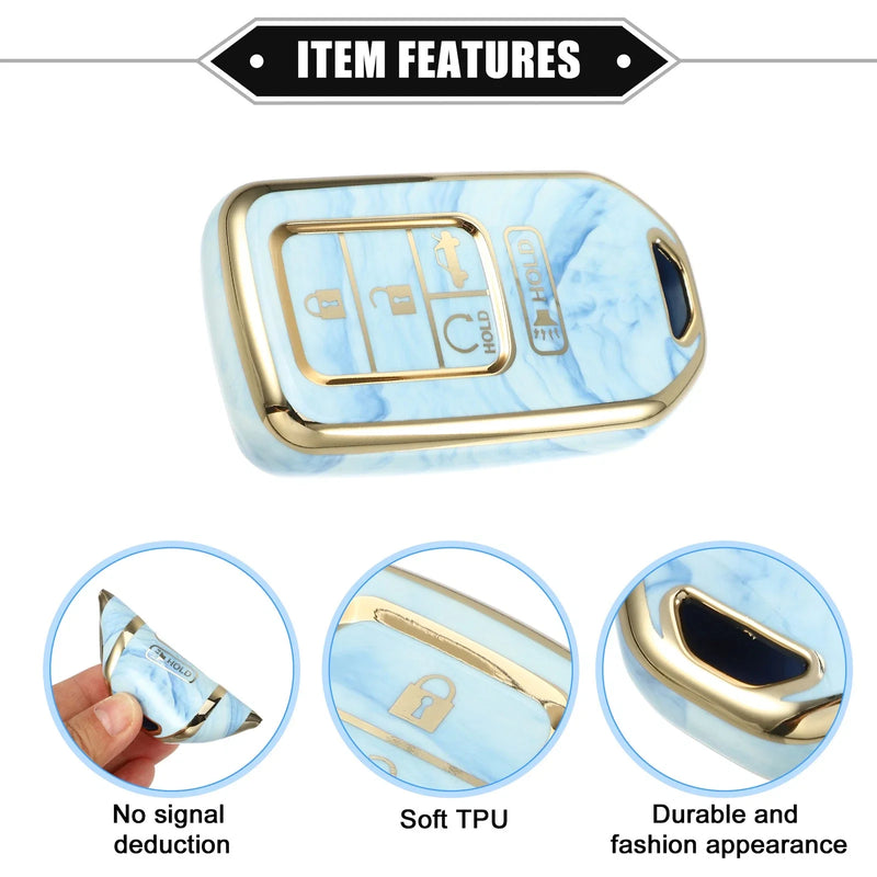Honda Accord CR-V 5 Button Soft TPU Blue Key Fob Cover (2016-2023)