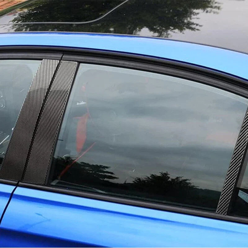 BMW E90 3-Series 6pc Carbon Fiber Door Trim Pillar Posts Decal (2005-2012)