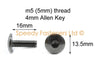 Motorcycle 10x m5 x 16mm Black Aluminium Motorcycle Fairing Bolts & Clips
