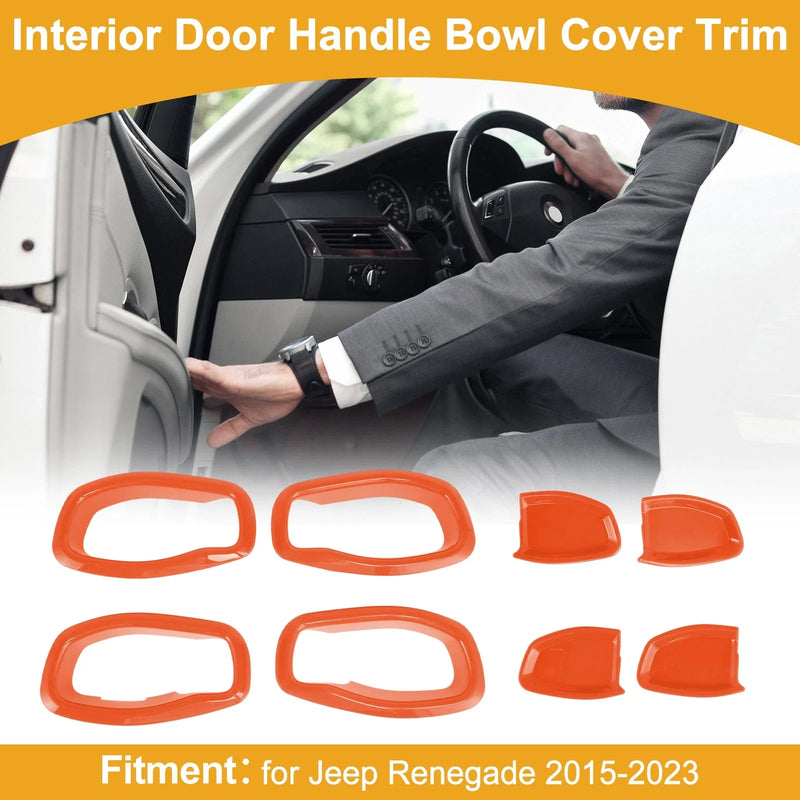 Jeep Renegade 4 x Orange ABS Interior Door Handle Bowl Cover Trim (2015-2023)