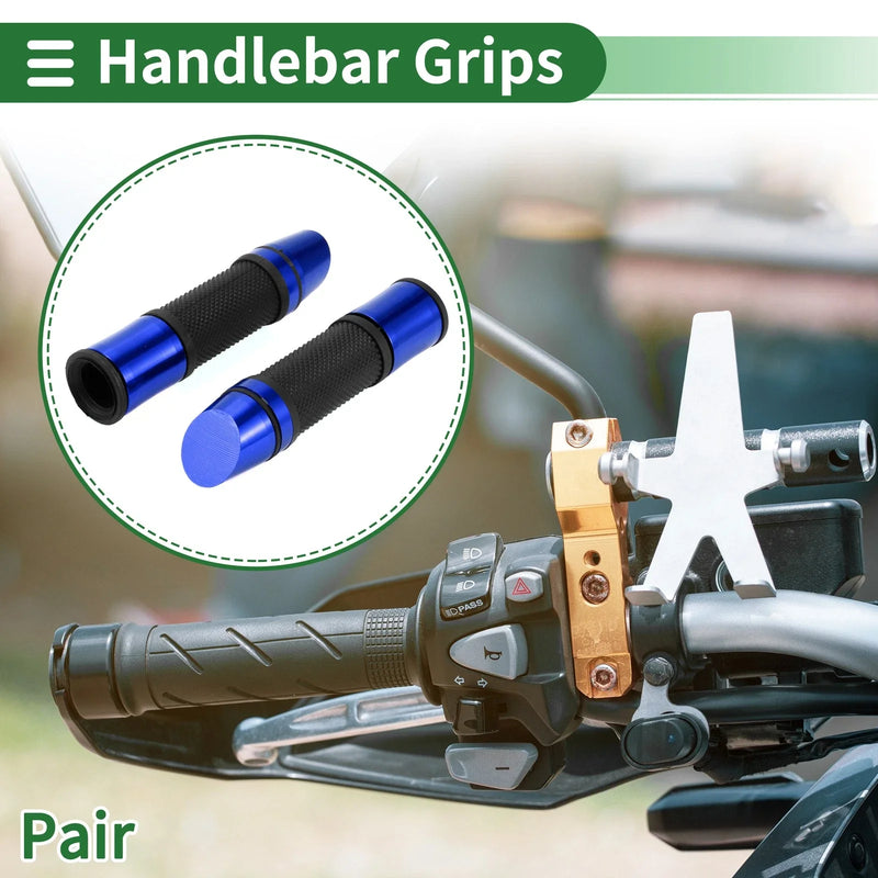 Motorcycle 7/8" 22mm Hand Grips Cover Aluminum Alloy Black Blue
