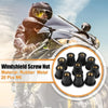 Motorcycle 20pcs M6 Straight Convex Black Rubber Windshield Screws Bolts Nuts