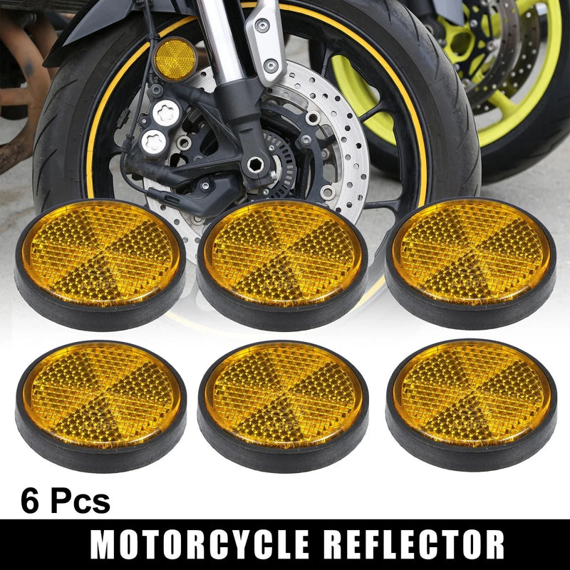 Motorcycle 6 x Orange Universal Screw Mount Round Warning Reflector