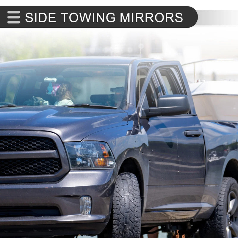 Dodge Ram 1500 with Turn Signal Light Black Tow Mirrors (2009-2012)