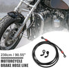 AN3 28 90 Degree Brake Hose Braided Line Clutch Tube 230cm Black Motorcycle
