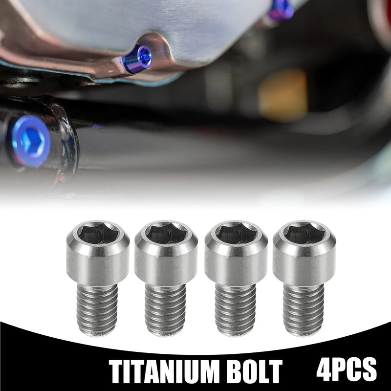 Motorcycle 4 x M6x10mm Universal Titanium Alloy Silver Bolt