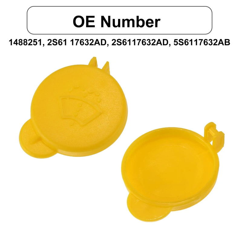 Ford 2 x Yellow Windshield Washer Fluid Reservoir Tank Caps