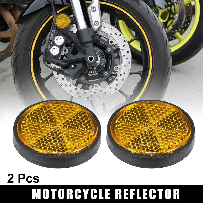 Motorcycle 2pcs M6x1.0 Orange Universal Screw Mount Round Warning Reflector