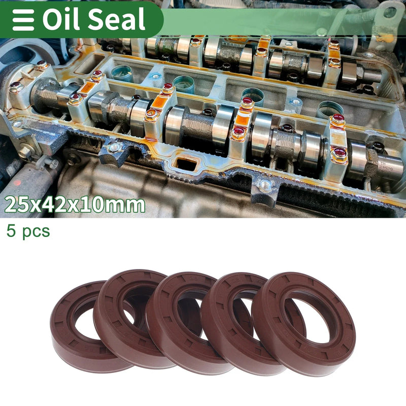Make Model Oil Seal 25x42x10mm Brown FKM Rubber 5 Pcs