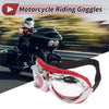 1 Pc Motorcycle Riding Goggles Clear Lens Red Silver Tone Frame PC PU Sponge