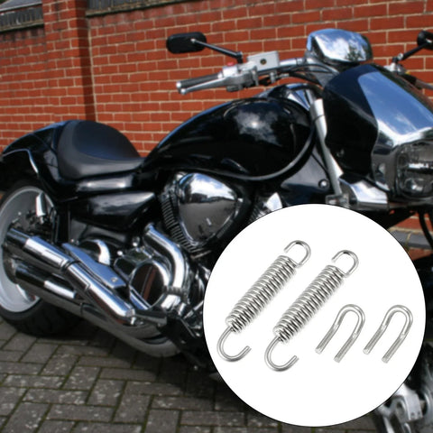 Set 31mm 1.22" Motorcycle Exhaust Pipe Spring with U-Shape Hook Silver Tone