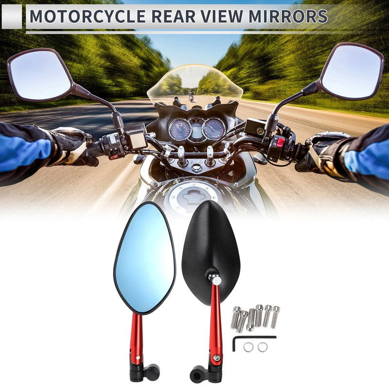 Motorcycle M8/M10 Rear View Mirrors Black Red Aluminum Alloy Handlebar