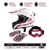 Kids ATV Off-Road Motocross (DOT) White Pink Youth Full Face Motorcycle Helmet