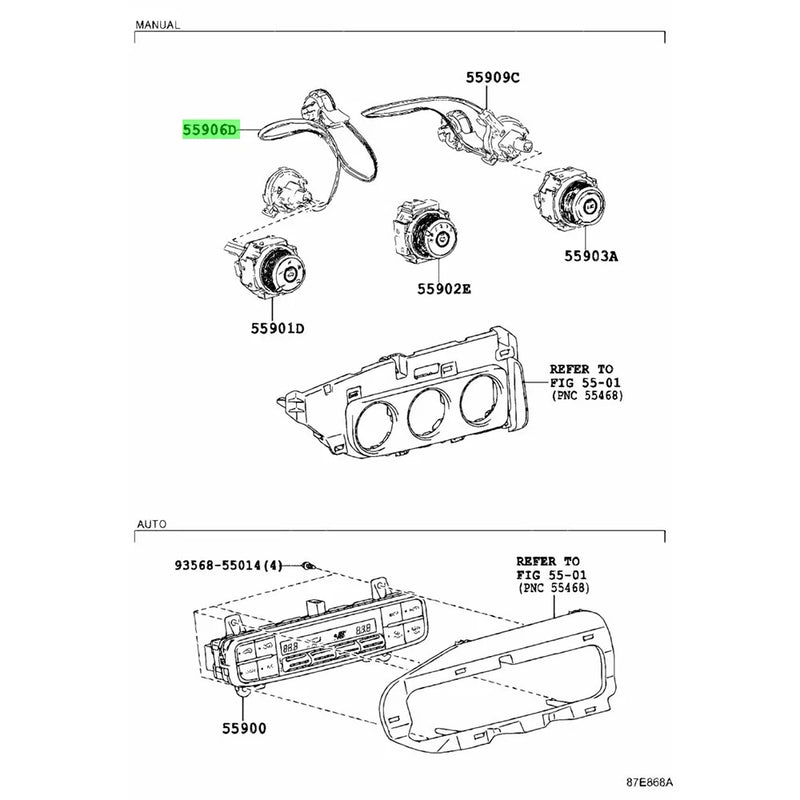Toyota RAV4, Hilux Heater Button Switch Control Cable (2001-2023)