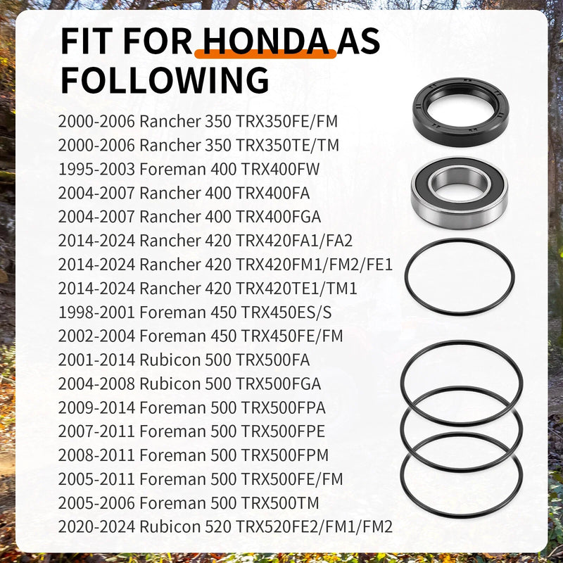 Honda Rancher 350 TRX350 Rear Left Axle Wheel Bearing + Seals (2000–2006)