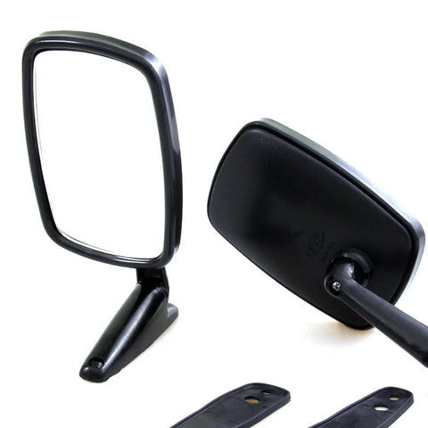 Style ABS Plastic Black Fender Door Mirrors Long Base