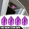 Cars Motorcycles Tower Shape Air Valve Cover Purple Dustproof Caps 4 Pcs