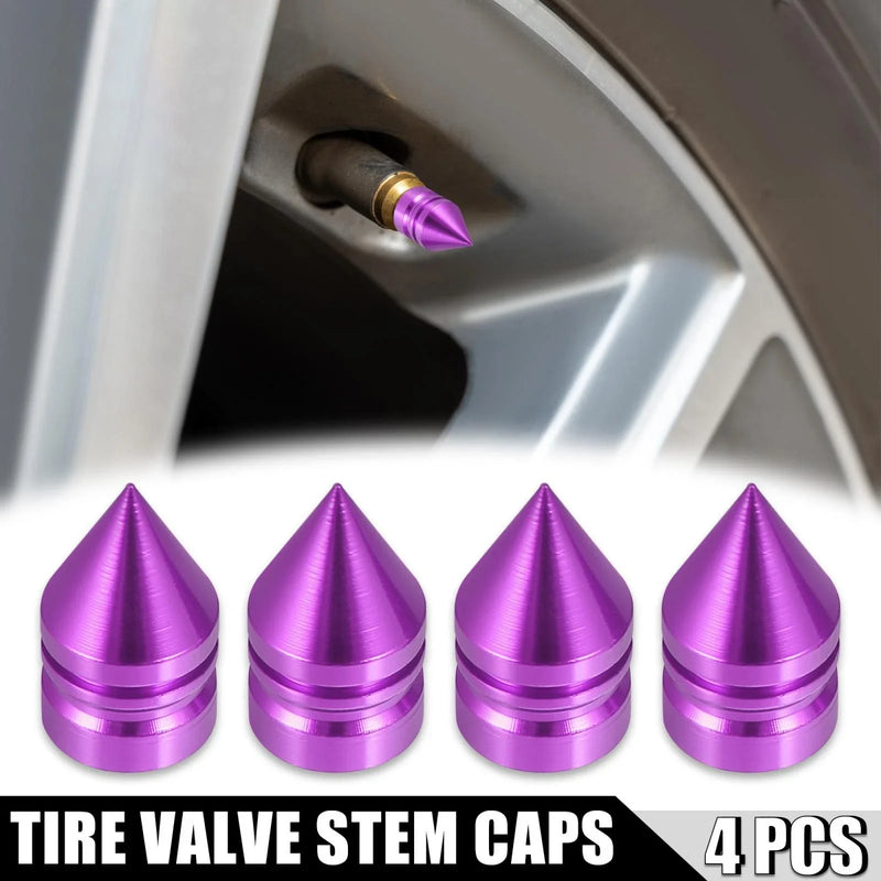 Cars Motorcycles Tower Shape Air Valve Cover Purple Dustproof Caps 4 Pcs