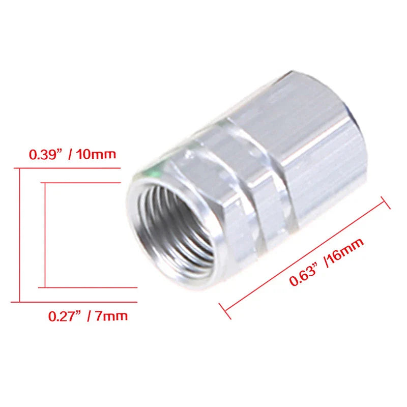 Car, Truck, SUV - Silver 4 x Aluminum Tire Valve Dust Covers