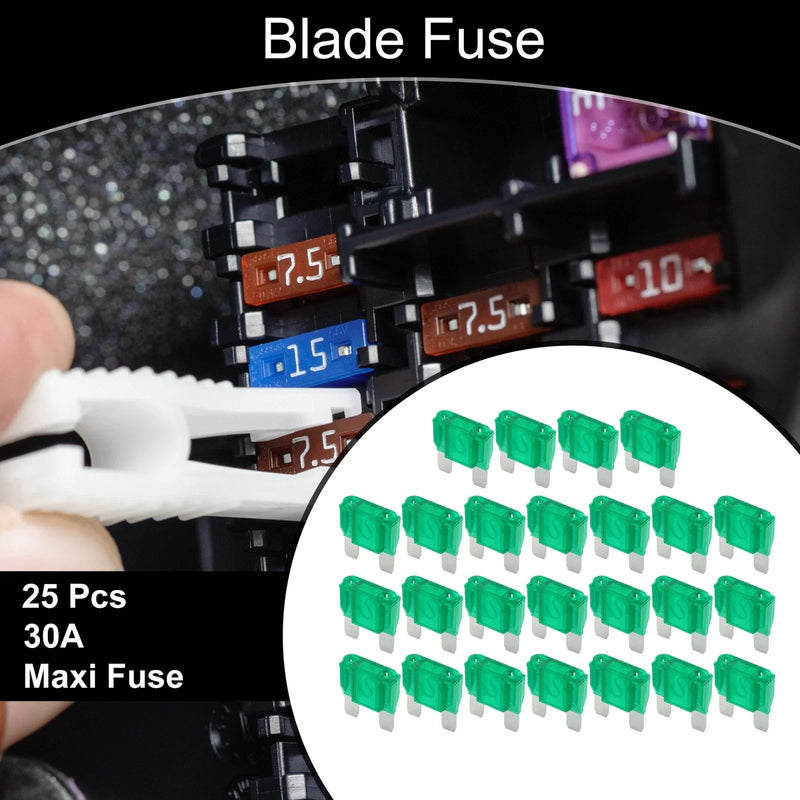 Car Boat Truck RV Motorcycle Maxi Fuse / 30A / Blade Fuse (25 Pcs)