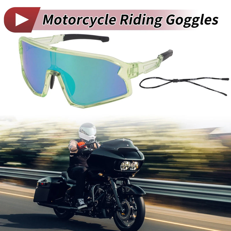 Motorcycle Riding Green Lens Clear Green Frame Tri-Acetyl Cellulos Goggles