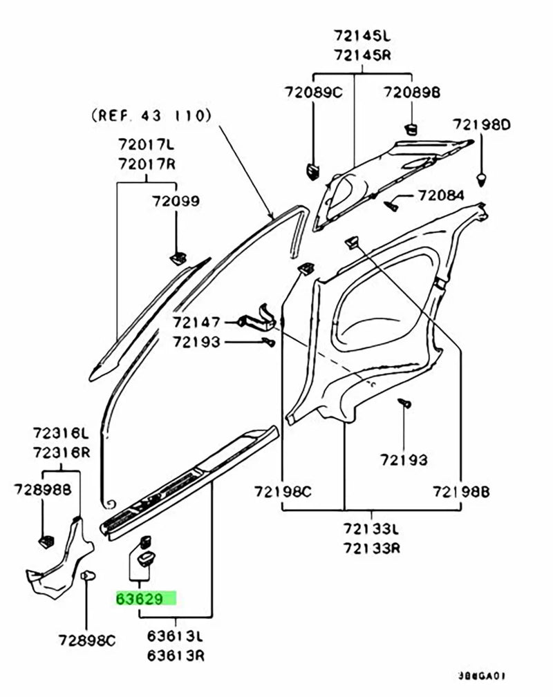 Mitsubishi Colt / Lancer / Mirage / Evo 2 x Scuff Plate Clips (1996-2006)