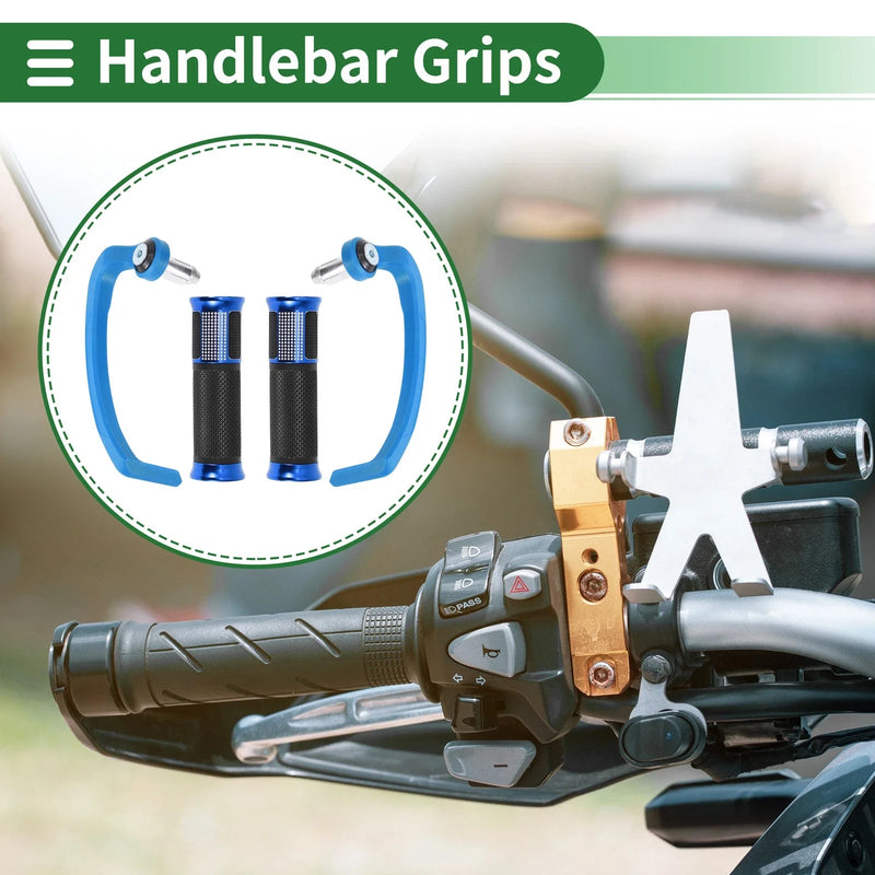 Motorcycle Aluminum Alloy Rubber Blue Hand Grips Cover Kit
