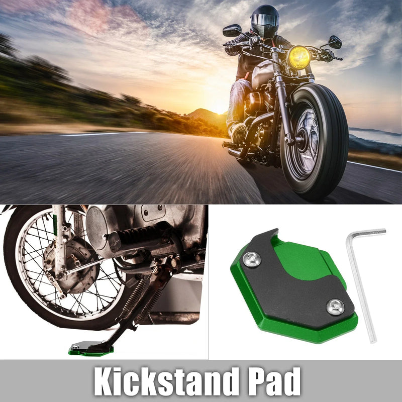 Honda Black Green 1x Aluminum Alloy Motorcycle Kickstand Pad with Wrench