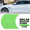 Motorcycle Car Bike 16pcs 17in Wheel Rim Sticker Stripe Reflector Green