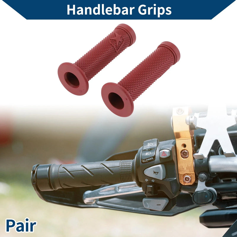 7/8 22mm Motorcycle Hand Grips Rubber Wine Red 1 Pair