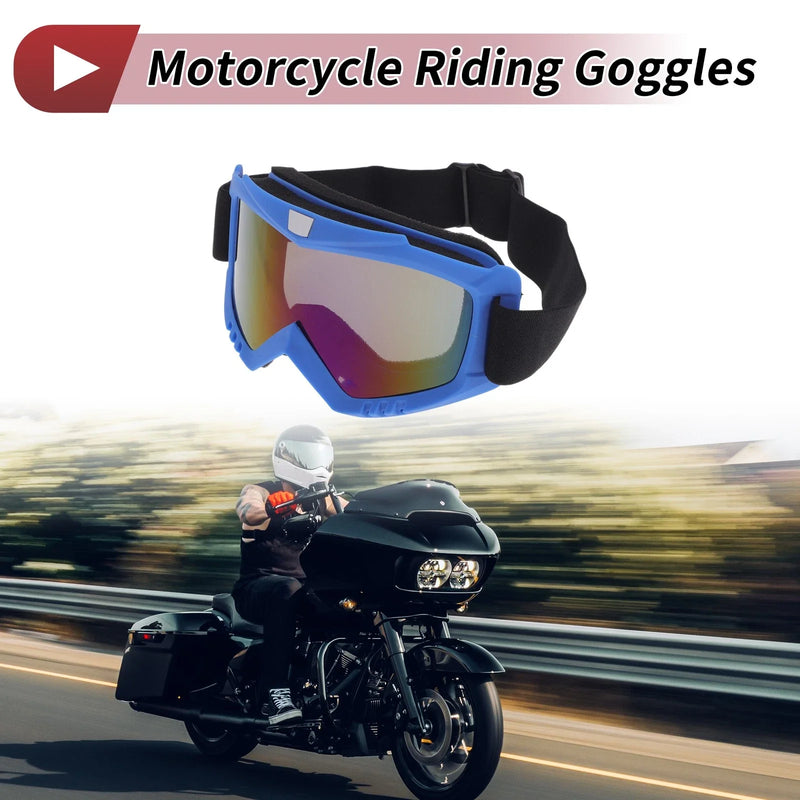 Motorcycle 1 Pc Motorcycle Riding Goggles Blue Purple Lens Blue Frame