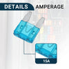 Cars 15A Mini Blade Fuses - Durable Short Circuit Protection - 100 Pcs