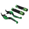 Kawasaki ZX6 ZX9 636R Green Extendable Brake Clutch Lever Grip Set (2000-2009)