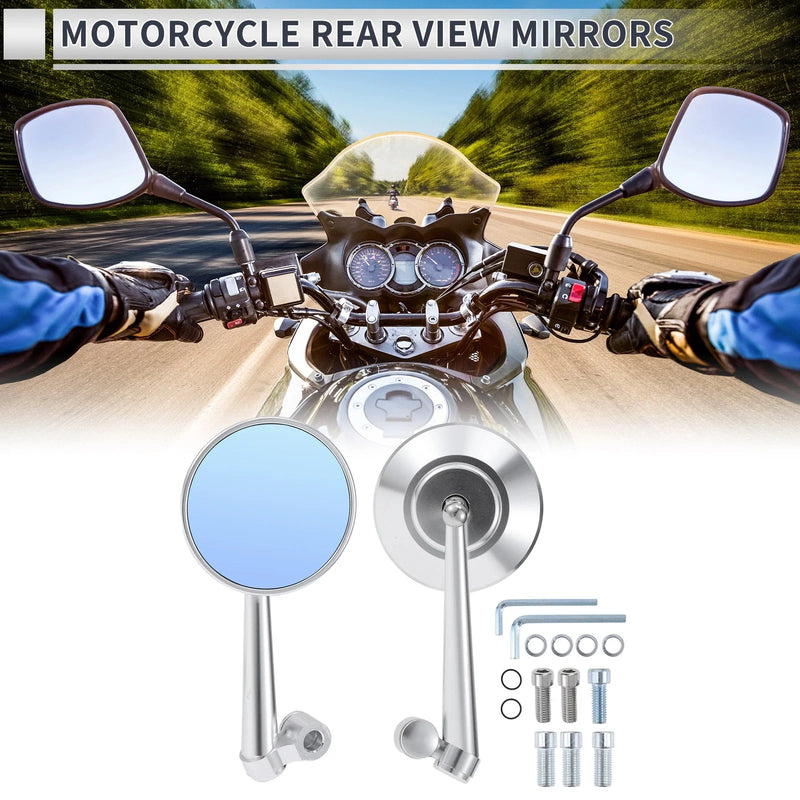 Bike Rear View Mirrors / M8 M10 / Handlebar Mirror Silver Tone Alum Alloy