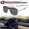 1x Motorcycle Riding Goggles Black Lens White Silver Tone Frame PC UV400