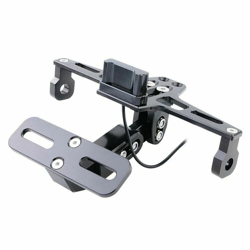 Motorcycle Black Tail Tidy Fender Eliminator License Plate Holder w/ LED Light