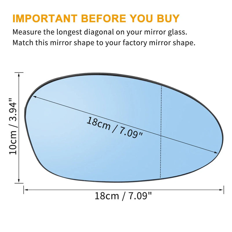 BMW 128i Wing Mirror Glass Heated W/Backing Blue Pair (2008 - 2009)