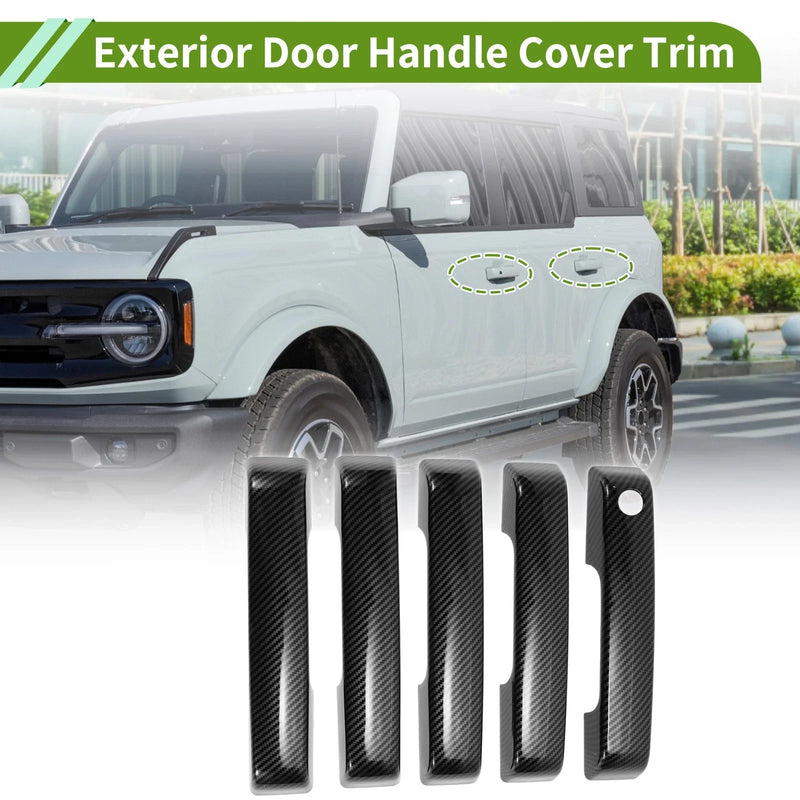 Ford Bronco Carbon Fiber Black Exterior Door Handle Cover Trim (21-25)