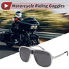 1x Motorcycle Riding Goggles Black Lens White Silver Tone Frame PC UV400