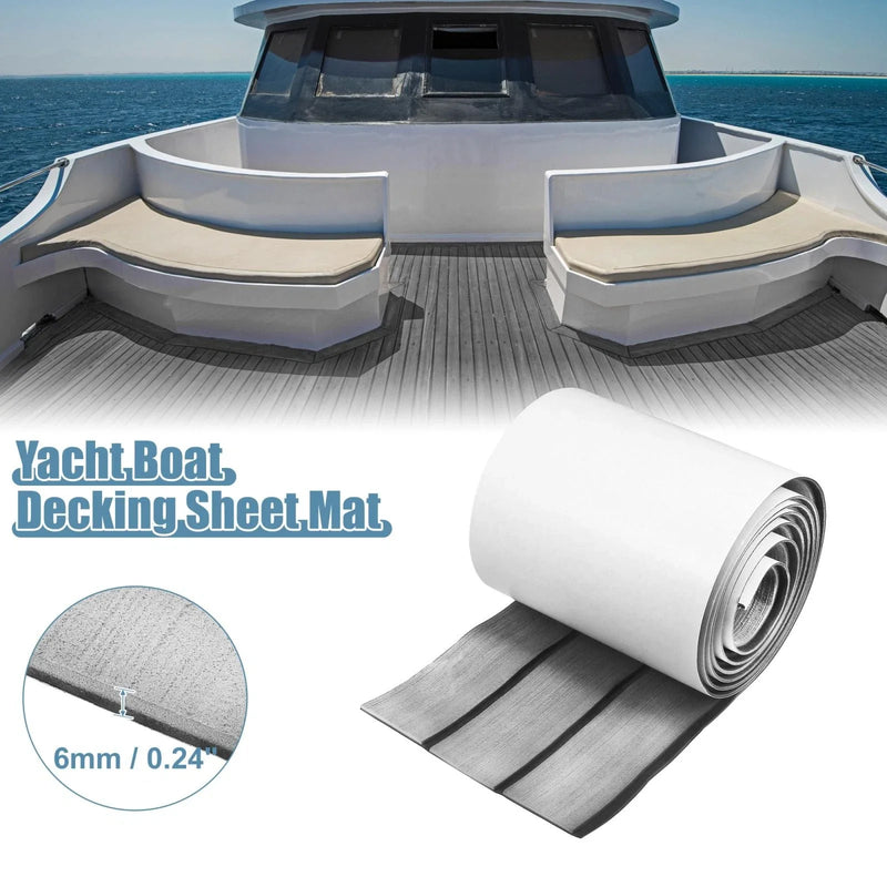 Boat Yacht Marine Gray Black 95x7 EVA Faux Teak Decking Sheet Flooring Mat