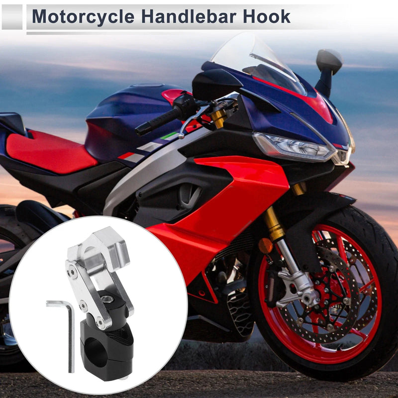 Motorcycle Rectangle Aluminum Hanging Hook Hexagon Wrench 1Set Silver Tone