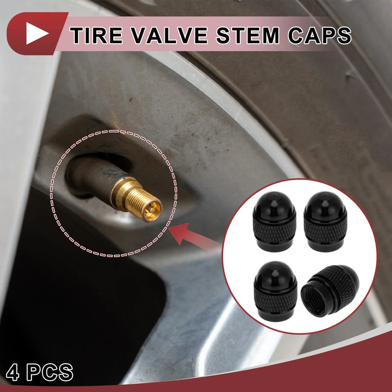Car Mini Bullet Style Tire Valve Stem Caps Dust Covers Black (All Years)