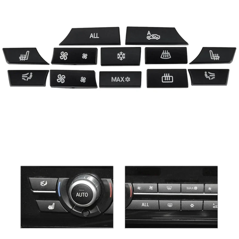 1x BMW 5 6 7 F10 F01 12 Button Key Caps A/C Heater Switch Repair (2010-2017)