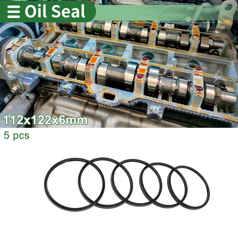 Make Model Oil Seal / 112x122x6mm / Seal Ring Rotary Shaft Seal NBR Black 5 Pcs