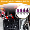Motorcycle Universal M6 License Plate Screws Cover 45mm Purple 4 Pcs