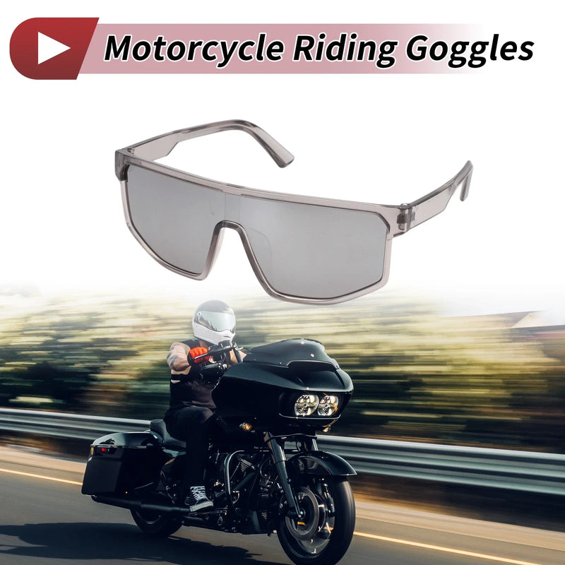 Motorcycle Silver Tone Lens Gray Frame 1 Pcs Motorcycle Riding Goggles