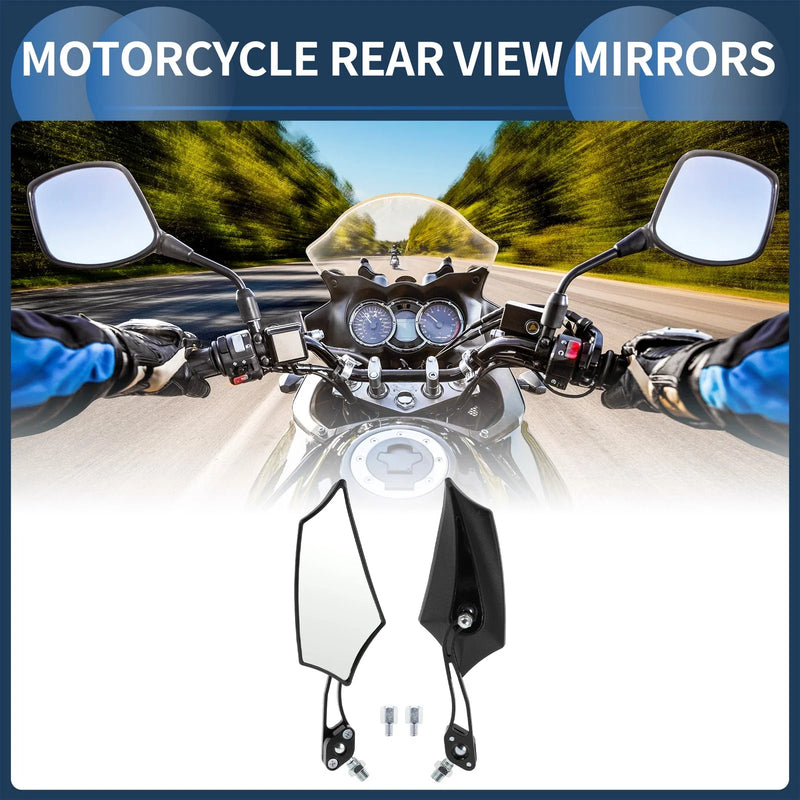 Motorcycle M8/M10 Rear View Mirror Handlebar Mirrors Black Plastic