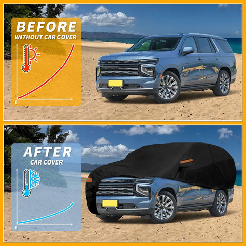 Chevrolet Tahoe Black with Zipper 190T-PU All-Weather Waterproof Car Cover