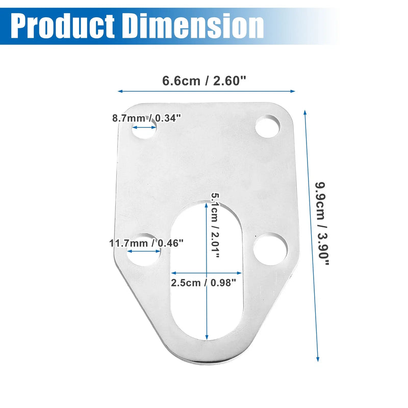 Chevy SBC Engine Silver Tone Set Fuel Pump Mounting Plate with Gasket
